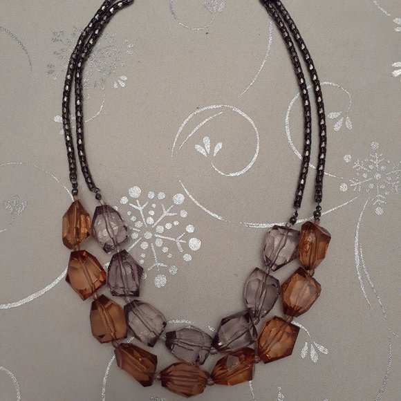 *5 for $25* Taupe Burnt Orange charcoal steel chunky Costume Jewellery Necklace - Picture 3 of 3